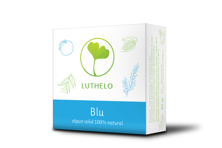 BLU - sapun fresh cu portocala, citronella, rozmarin si perle de jojoba - LUT08 - Luthelo.ro - detalii cutie